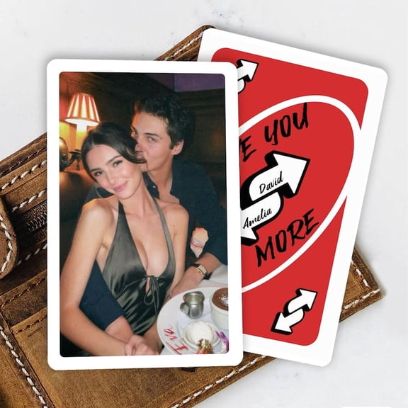 Personalized Photo Wallet Card, Valentines Gift for Him, Love You More Reverse Insert Card, Anniversary Gift for Boyfriend, Couple Gift
