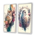 thumbnail image 3 of Designart "Adorable Owls Among Flowers II" Owl Framed Wall Art Set Of 2 - Multicolor Animals Framed Canvas Set For Living Room Decor, 3 of 7