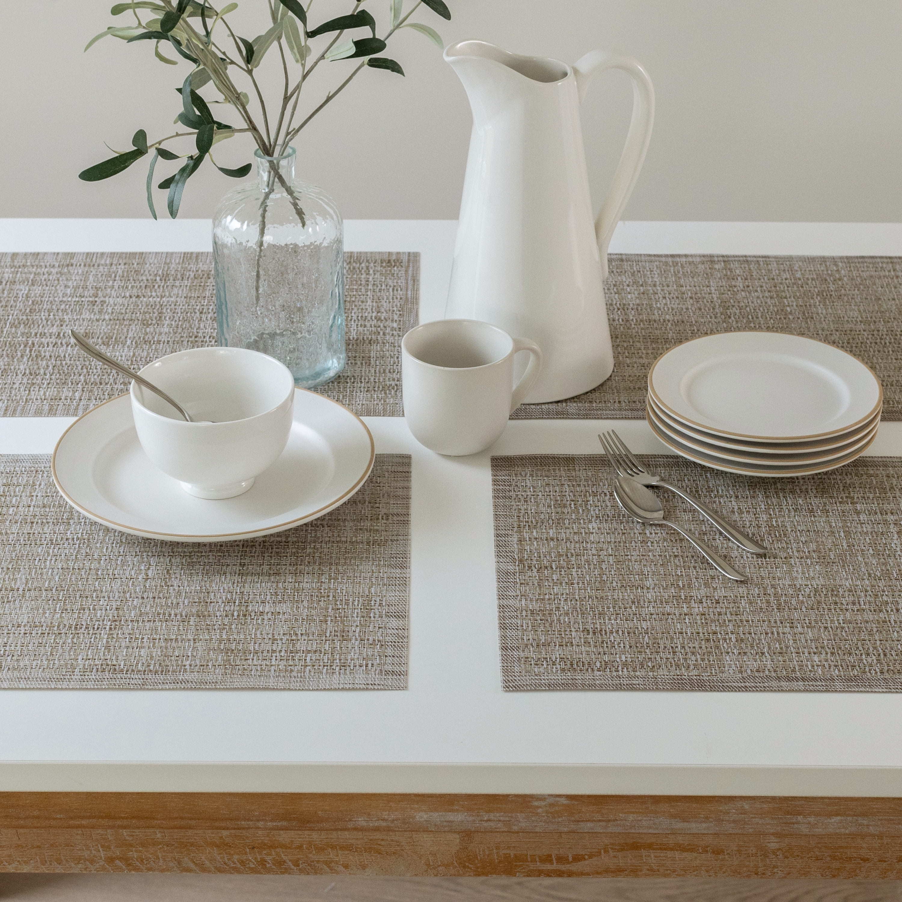 (4 pack) Mainstays Rainer Woven Vinyl Table Placemat Sand 13" x 18"