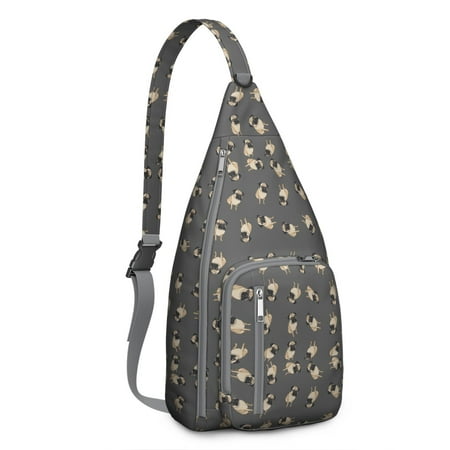 Whimsical Dog Print Crossbody Bag - Vintage Puppy Illustration Sling Pack (Breathable & Comfortable  Adjustable Strap)