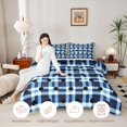 thumbnail image 3 of Manfei Vintage Grid Queen Comforter Set,Kawaii Polka Dot Comforter Sets Queen,Blue Black,Reversible,3 Pieces,1 Comforter and 2 Pillowcases,3 Pieces,1 Comforter and 2 Pillowcases, 3 of 7