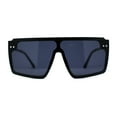 thumbnail image 1 of Retro Flat Top Shield Oversize Half Rim Rimless Sunglasses All Black, 1 of 4