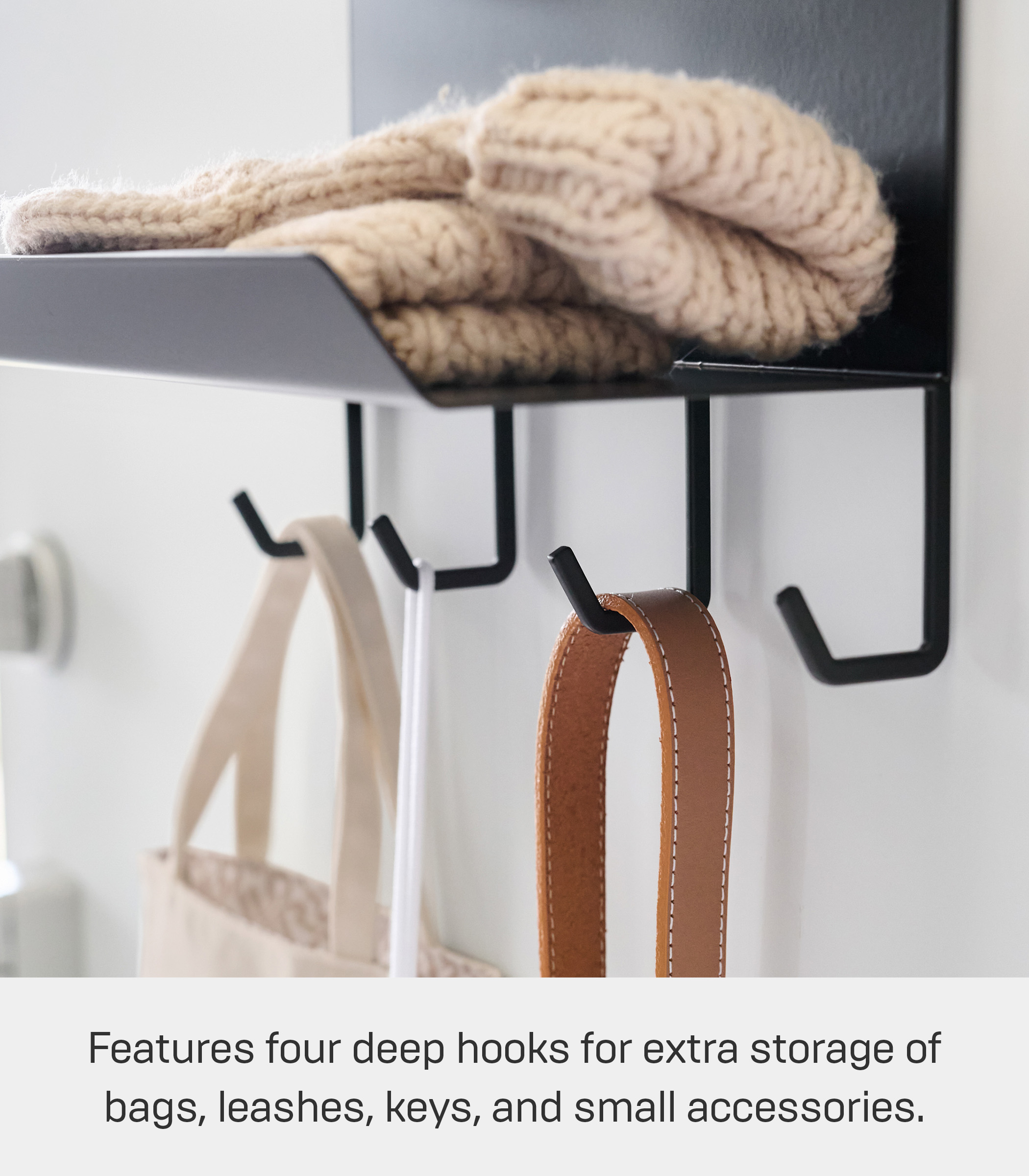 Yamazaki Home Magnetic Entryway Rack, Black, Steel, Magnetic