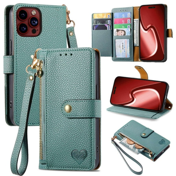 ETFAST Wallet Leather Phone Case For iPhone 16 Pro Max 15 Pro Max  15Plus 14ProMax 13 12 11 X XR XsMax Multi Card Zipper Phone case