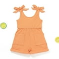 thumbnail image 2 of Baby Bodysuit Girl Baby Toddler Onesie Cute Bow Summer Solid Color Sleeveless Shorts 6M 4Y Orange, 2-3 Years, 2 of 6