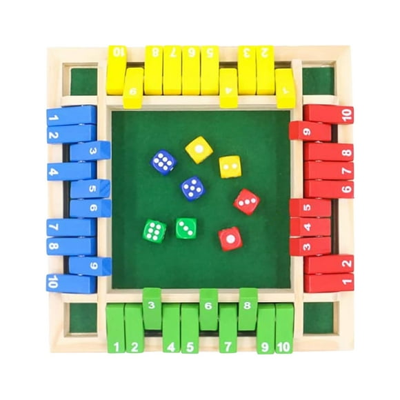 TopLLC Educational Toddler Toys Interactive Kids Toys Traditional Four Sided Wooden 10 Number Pub Bar Board Dice Game Box Baby Toys for Age 3+