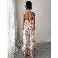 thumbnail image 3 of Women's Botanical Halter Crop Top and Wide Leg Pants Set, Printed Two Piece Vacation Outfit, 3 of 7