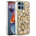 thumbnail image 2 of For Motorola Moto G 5G 2025 Full Diamond with Ornaments Hard TPU Case Cover - Gold Panda Floral, 2 of 3