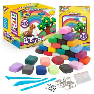 Air Dry Clay, Kids 6 Styles Modeling Magic Clay with 6 Pcs Keychain &  Tutorial 
