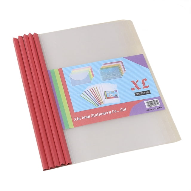 MasteelfCA 10Pcs Transparent File Folder Sliding Bar Report Covers A4 Report Display Cover Organizer Binder (Q310-Red)