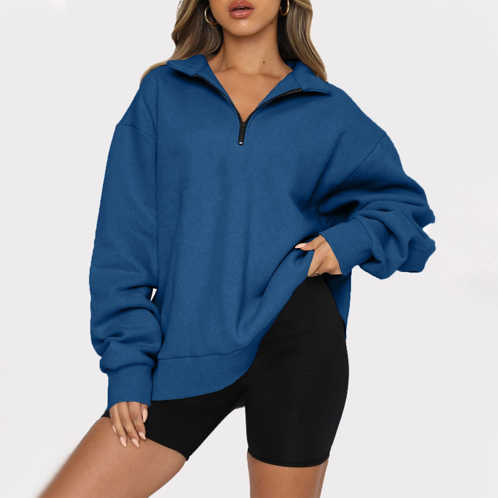 TQWQT Oversized Hoodie for Women Half Zip Pullover Fleece