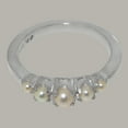thumbnail image 5 of LBG British Made 18k White Gold Cultured Pearl Womens band Ring - 33 size options - Size 10, 5 of 6