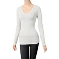 thumbnail image 5 of H2H Womens Basic Slim Fit Soft Long Sleeve V Neck Cotton T-Shirt WHITE US 2XL/Asia 2XL (CWTTL0172), 5 of 6