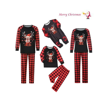 

Christmas Xmas Family Matching Set Pajamas Sleepwear Nightwear Kids Adult Deer Plaid Pyjamas