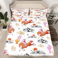 thumbnail image 2 of Homewish Pink Western Cowgirl Twin Sheet Sets for Kid, Farmhouse Horse Animal Twin Fitted Sheet, Cartoon Cactus Plant Flat Sheet, Luxury Bedroom Decor, 3-Piece, 2 of 7