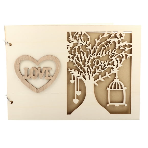Álbum de invitados de boda de madera, cuaderno de mensajes para decoración de bodas y compromisos, tipo 2