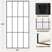 Wall Mirror 30 x 60, Window Pane Grid Mirror Modern Style for Bedroom, Living Room, Bathroom, Rectangular Black Aluminum Framed