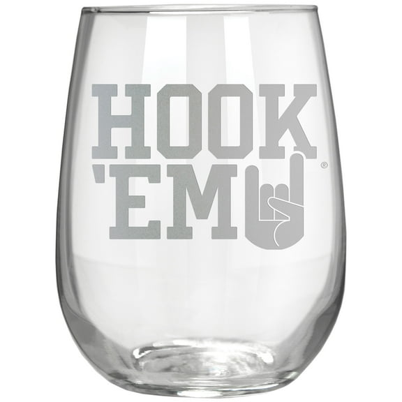 Texas Longhorns Etched 17oz. Rally Cry Stemless Wine Glass