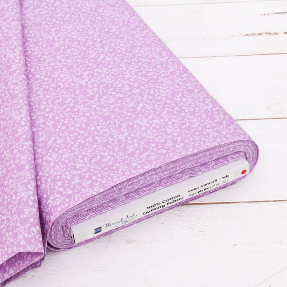 Threadart Cotton Quilting Fabric Sold By The Yard - Vintage Threads Collection - 44" Width - 100% Cotton - Quilting, Sewing, Crafts - Lavender Floral