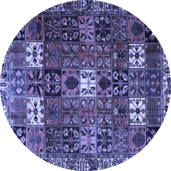 Ahgly Company Machine Washable Indoor Round Persian Blue Traditional Area Rugs, 8' Round