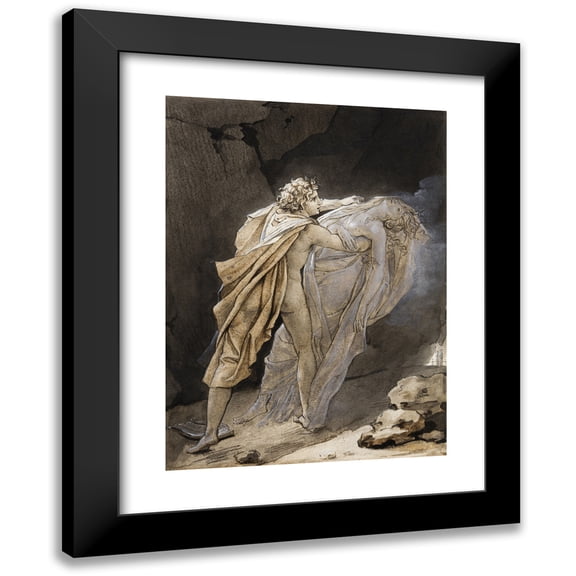 François Gérard 11x14 Black Modern Framed Museum Art Print Titled - Orpheus Tries to Hold on to Eurydice (ca. 1791)