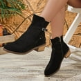 thumbnail image 4 of Women's Ankle Boots Chunky Low Heel Chelsea Booties Comfortable Casual Fall Winter Slip on Elastic Fall Short Work Boots, 4 of 7