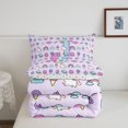thumbnail image 5 of Manfei Lovely Rainbow Letter J Queen Comforter Set,Rainbow Cloud Comforter Sets Queen,Purple,Polkadot Reversible,3pcs,1 Comforter and 2 Pillowcases, 5 of 7
