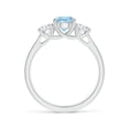 thumbnail image 2 of ANGARA Natural Classic Round Aquamarine and Diamond Three Stone Ring in 925 Sterling Silver for Women (Size-6mm) | March Birthstone, Anniversary, Jewelry Gift for Women | Natural Aquamarine Ring, 2 of 9
