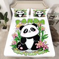 thumbnail image 2 of Feelyou Cute Cartoon Panda Queen Sheet Sets for Kids, Kawaii Animal Lover Flat Sheet, Pink Flower Floral Queen Fitted Sheet, Super Cozy Room Decor, 4-Piece, 2 of 7