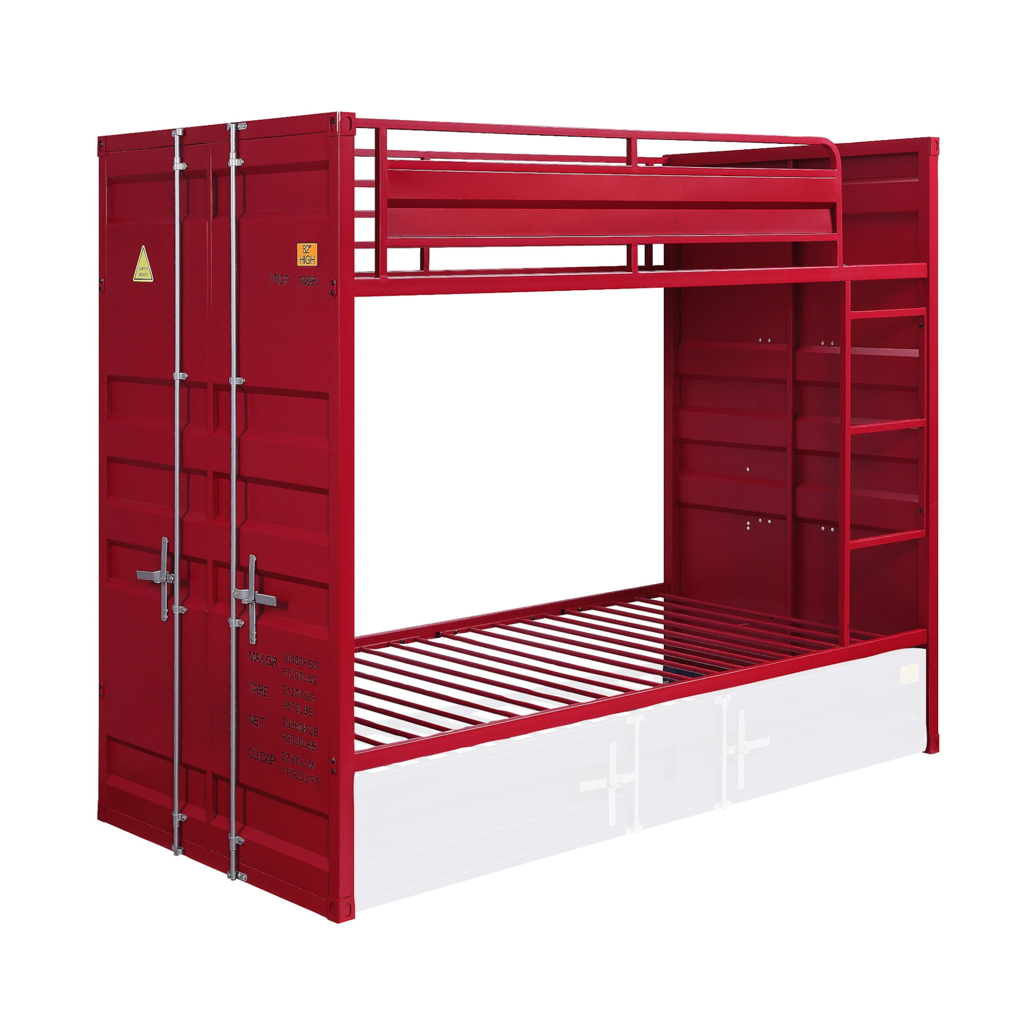 Acme Cargo Metal Frame Twin Over, Red And Blue Metal Bunk Beds