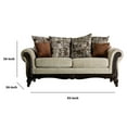 thumbnail image 5 of Benjara BM217592 Fabric Upholstered Sofa with Wooden Engraving Details, Brown & Beige, 5 of 5