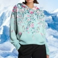 thumbnail image 2 of SwiftWear Women's Knit-Style Floral Print Drop-Shoulder Hoodie Soft Textured Pullover with Front Pocket, Relaxed Fit Casual Lounge Wear Tops for Everyday Style Light Blue, 2 of 7
