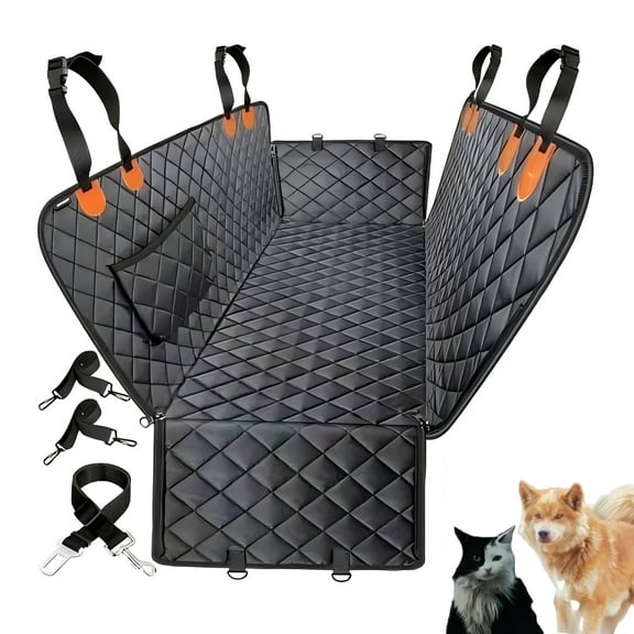 TVTUTPWY 57.9*54 Inch Dog Car Seat Cover for Back Seat, Supports 400 lbs, Waterproof Nonslip Durable Pet Vehicle Seat Protector, 600D Oxford Dog Hammock for Car (Black) ﻿