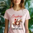 thumbnail image 5 of Cowboy Santa Claus Graphic T-Shirt | Western Holiday Tee for Men Women, Heliconia, Size S, 5 of 6