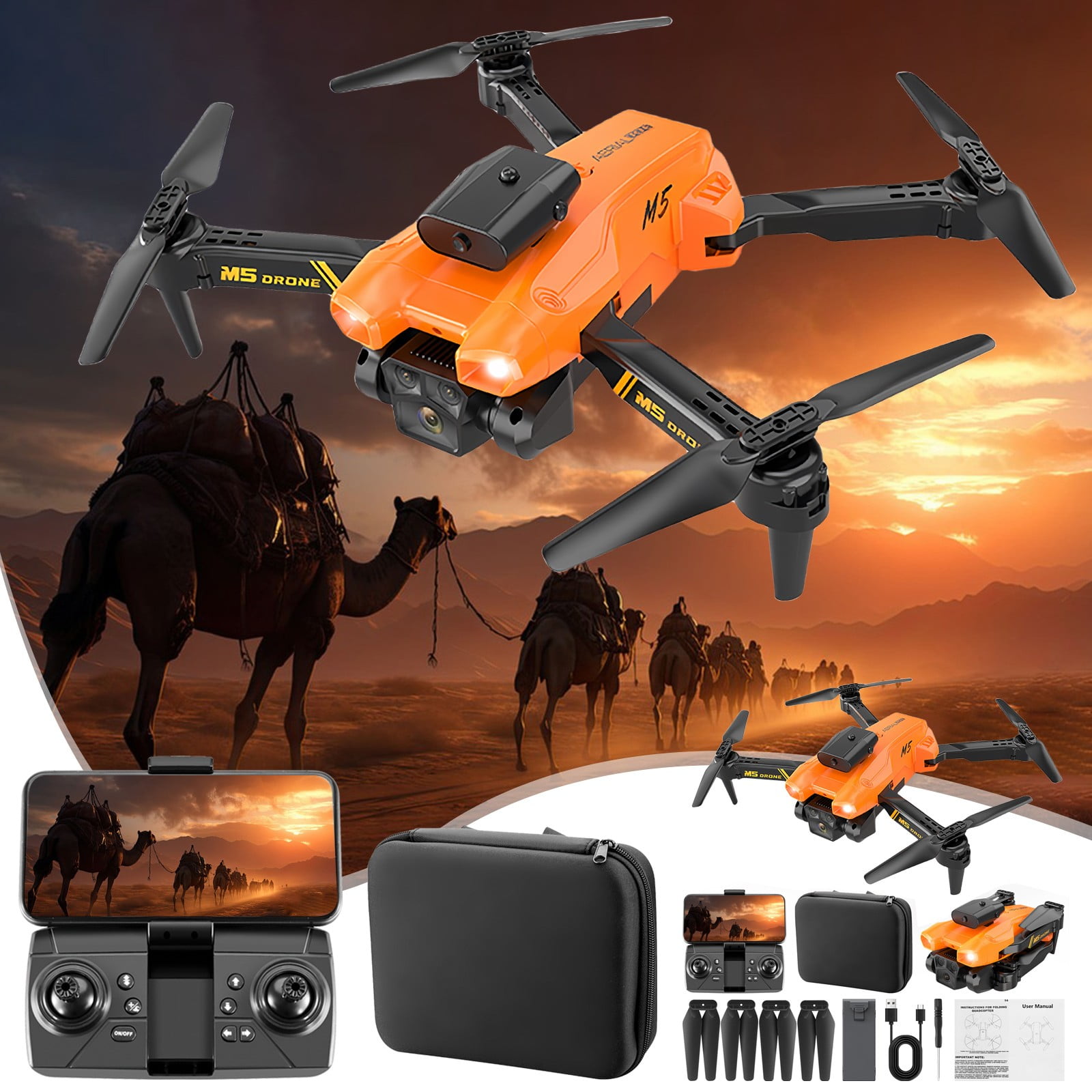 Pyaiiner FPV Drone with 1080P HD Double Cameras 2.4G WIFI Foldable Optical Flow RC Quadcopter with Headless Mode Altitude Hold Toys Gifts for Kids Adults