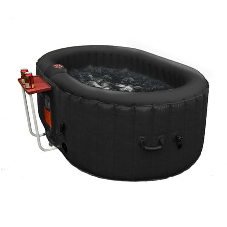 ALEKO 145 Gallon 2 Person Black Oval Inflatable Jetted Hot Tub with Cover