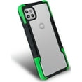 thumbnail image 2 of Nakedcellphone Acrylic Hybrid Series Compatible with Motorola One 5G Ace Case - [Black/Green] Clear Back Panel, TPU Rubber Trim, Anti-Shock Phone Cover for XT2113, 2 of 7