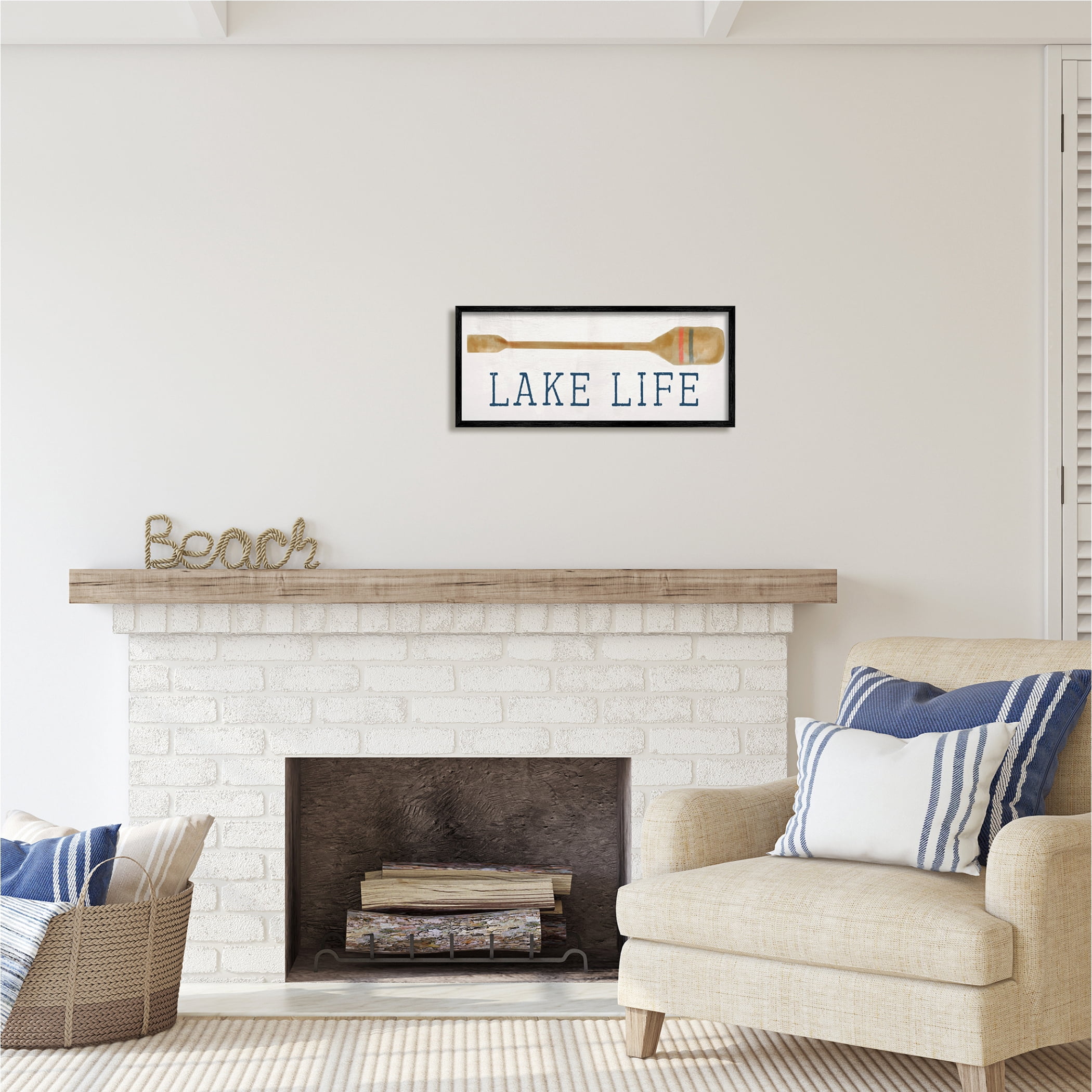 Stupell Industries Lake Life Boating Phrase Inspirational Painting Black Framed Art Print Wall Art, 24 x 10