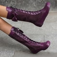 thumbnail image 5 of SACFOF Stylish Women Victorian Boots Low Kitten Heel Mid Calf Boots Lace Up Cute Bow Boots for Ladies Witch Shoes, 5 of 6