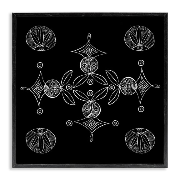 Stupell Industries Eclectic Simple Monochrome Fractals Black Framed Giclee Art, 12 x 12, by El Perkin