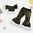 thumbnail image 2 of Jamsmile Toddler Girls Outfits Sets Sequin Suit 2Pc Tops + Glitter Flare Pants Little Girls Birthday Party Sets Clothes, 2 of 3