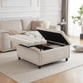 thumbnail image 5 of Kingfun 35.5" Large Square Ottoman Bench, Tufted Upholstered Coffee Table Ottoman with Storage, Oversized Ottomans Toy Box for Living Room Bedroom, Beige, 5 of 7