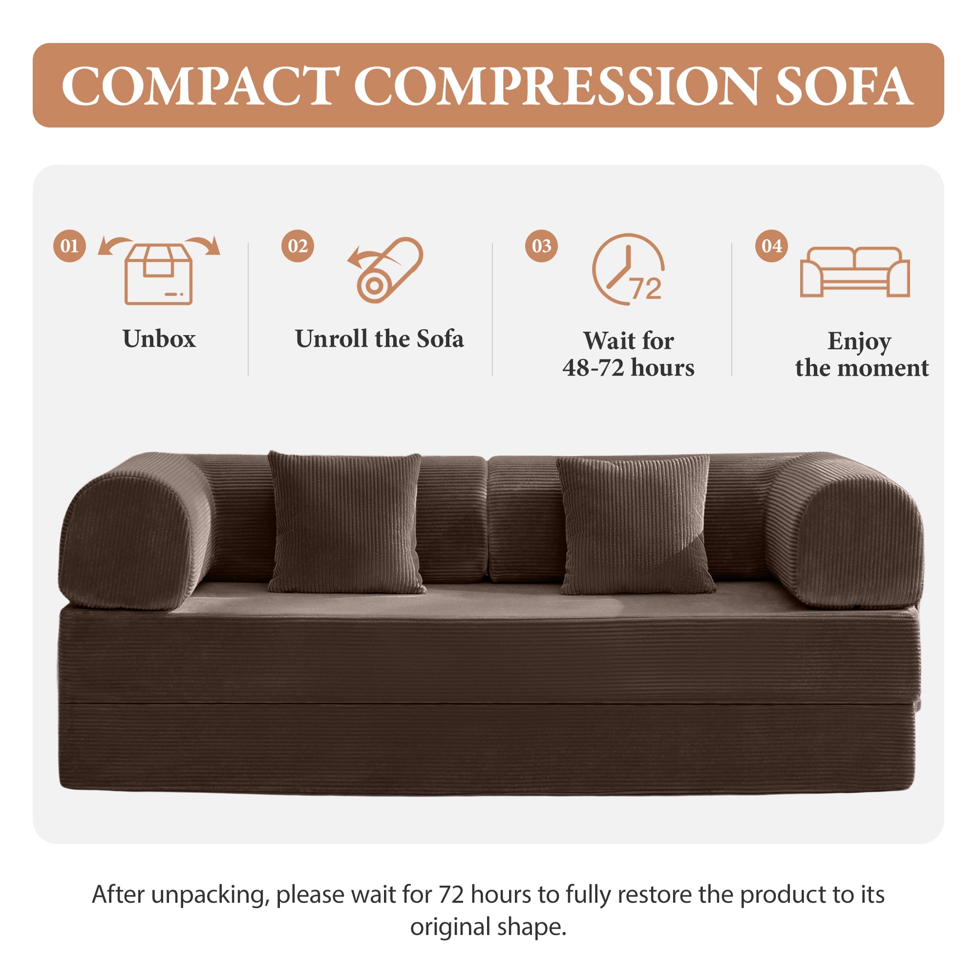 COOLHUT 78.7" W Combination Sofa, High Rebound Density Foam Sofa Couch, Two Forms Floor Couch Three Seats Sofa Bed for Living Room, Bedroom, Coffee