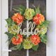 thumbnail image 1 of Corona De Eucalipto Hortensia Artificial Corona de hortensias Primavera Verano Decoración de la puerta principal Decoración del hogar () Naranja Verde, 1 of 4