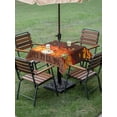 thumbnail image 3 of Outdoor Tablecloth with Umbrella Hole and Zipper, Orange Pumpkins Fall Square Table Cloth 54x54 Inch Waterproof Tablecloth, Thanksgiving Autumn Maple Leaves Brown Picnic Table Cover for Patio Camping, 3 of 7