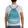thumbnail image 4 of Defioc Teal Turquoise Fluid Stripes for Drawstring Backpack Sports Gym Bag for Women Men Children Adult Sackpack Yoga Bag for Wet Swimming,Gym,and Workout Gear -Small, 4 of 9