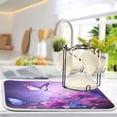 thumbnail image 5 of Purple Flowers Butterflies Dish Drying Mat for Kitchen Counter, Ultra Absorbent Reversible Microfiber Dishes Drying Rack Pad Heat-resistant Mats 18x24in, 5 of 7