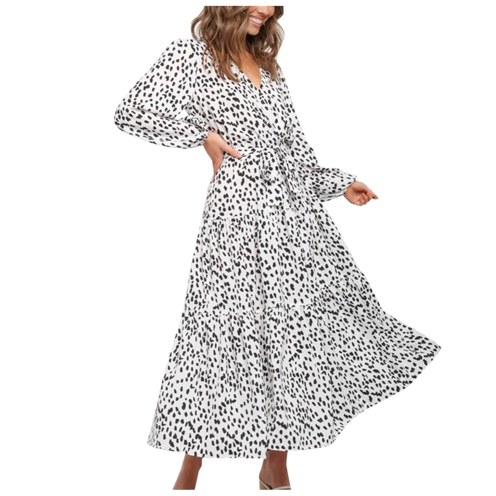 Winter Fall Dresses for Women Long Sleeve Leopard Dress Stylish High ...