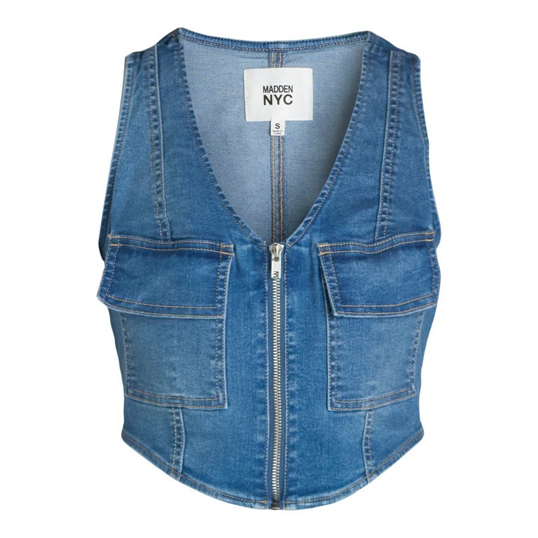 Madden NYC Women's Juniors Denim Vest - Walmart.com
