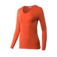 thumbnail image 2 of A2Y Women's Junior Slim Fit Basic Solid Cotton Long Sleeve V-neck Top Shirt Copper L, 2 of 3